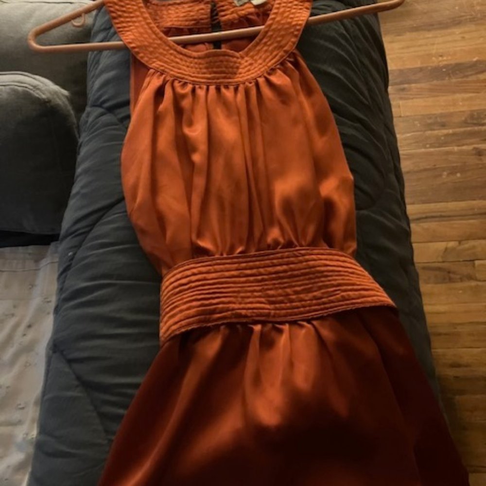 Orange satin sleevelss Forever Brand Top